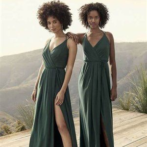 David's Bridal wrap dress, juniper (emerald green), size 10